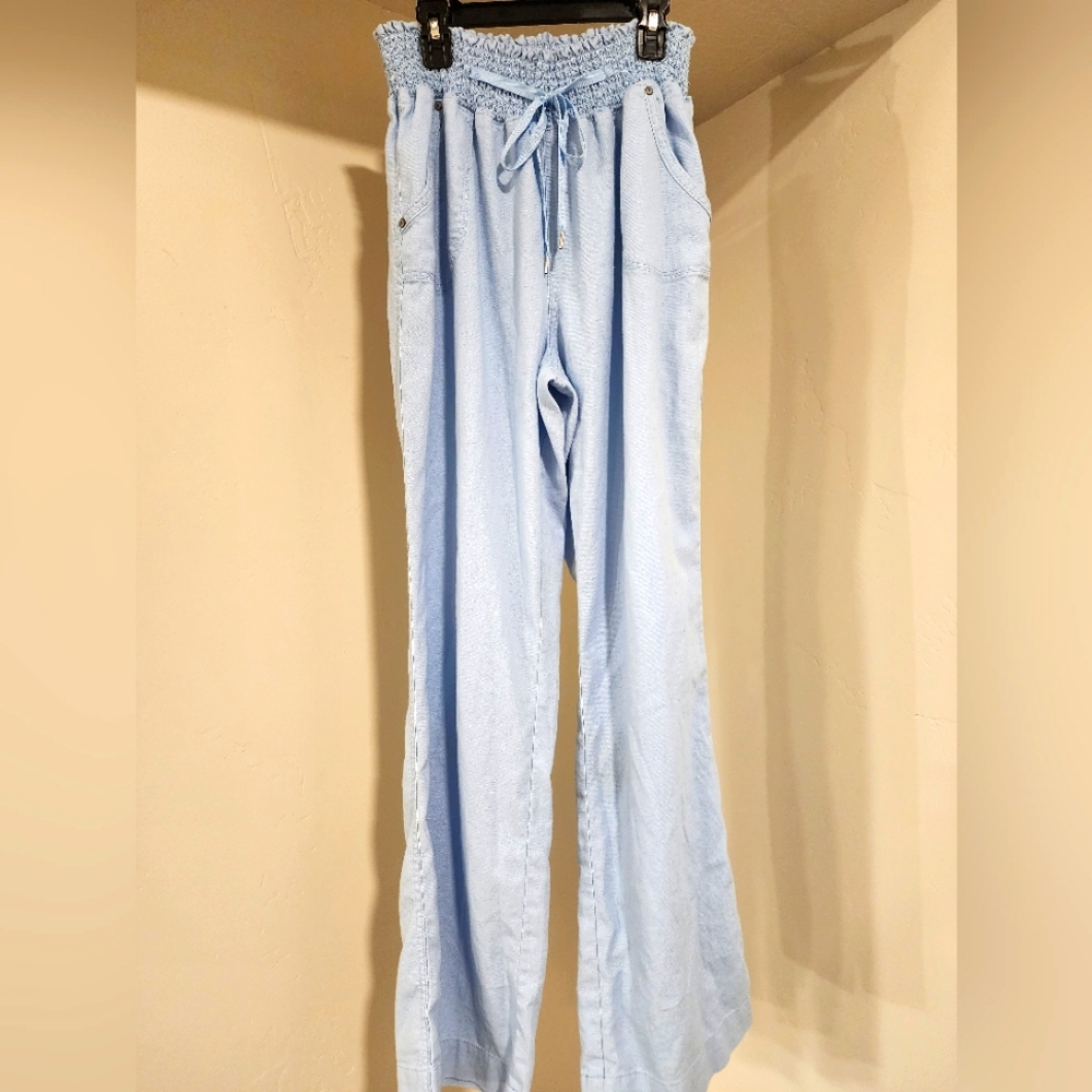 Ci Sono Woven Linen High-Waisted Wide Leg Pants Sz XL